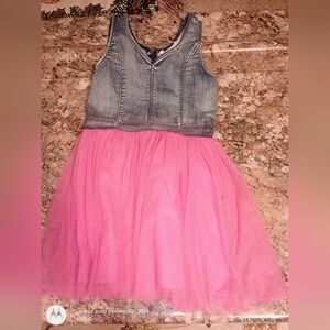 Stylish Pink and Denim Kids Dress